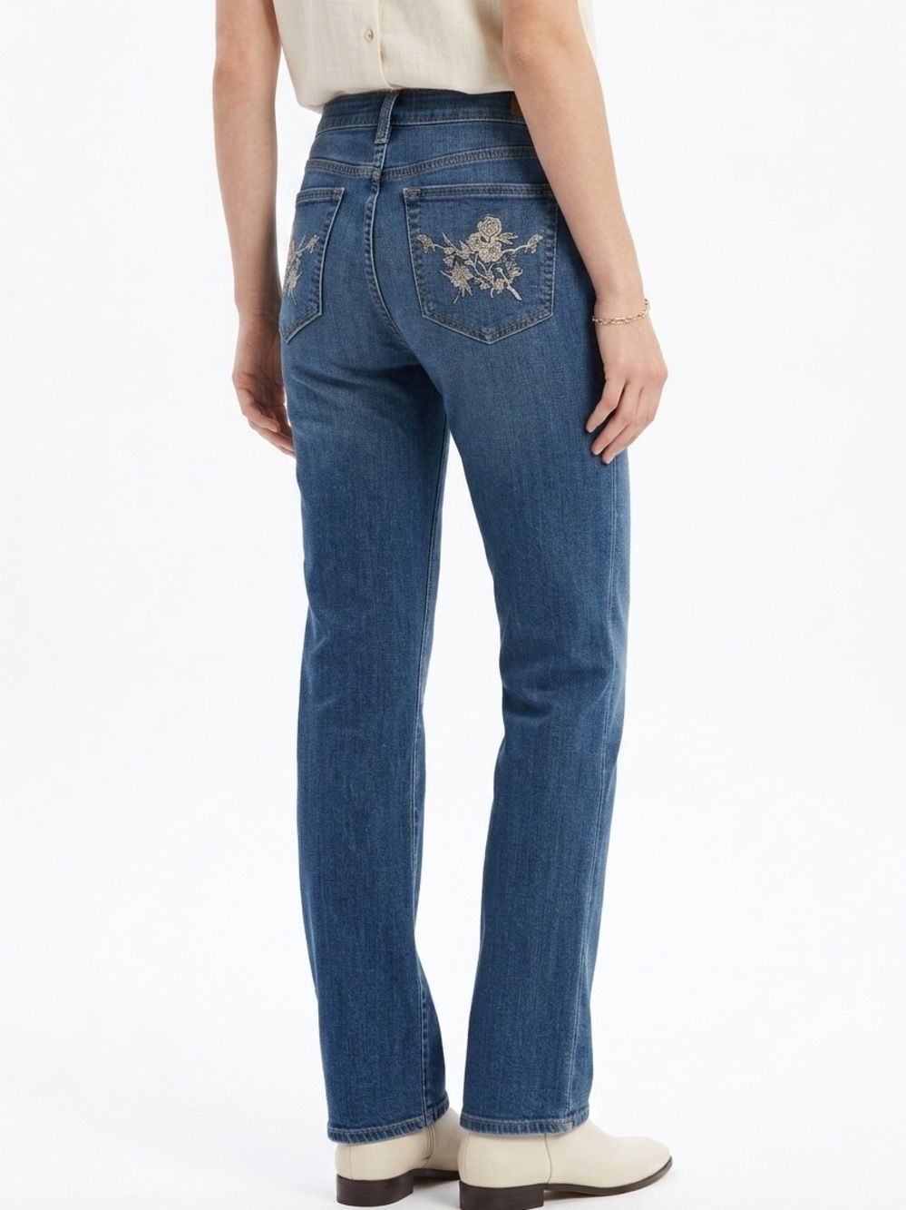 PAIGE | Roxbury Jeans Straight Embroidered Size 30